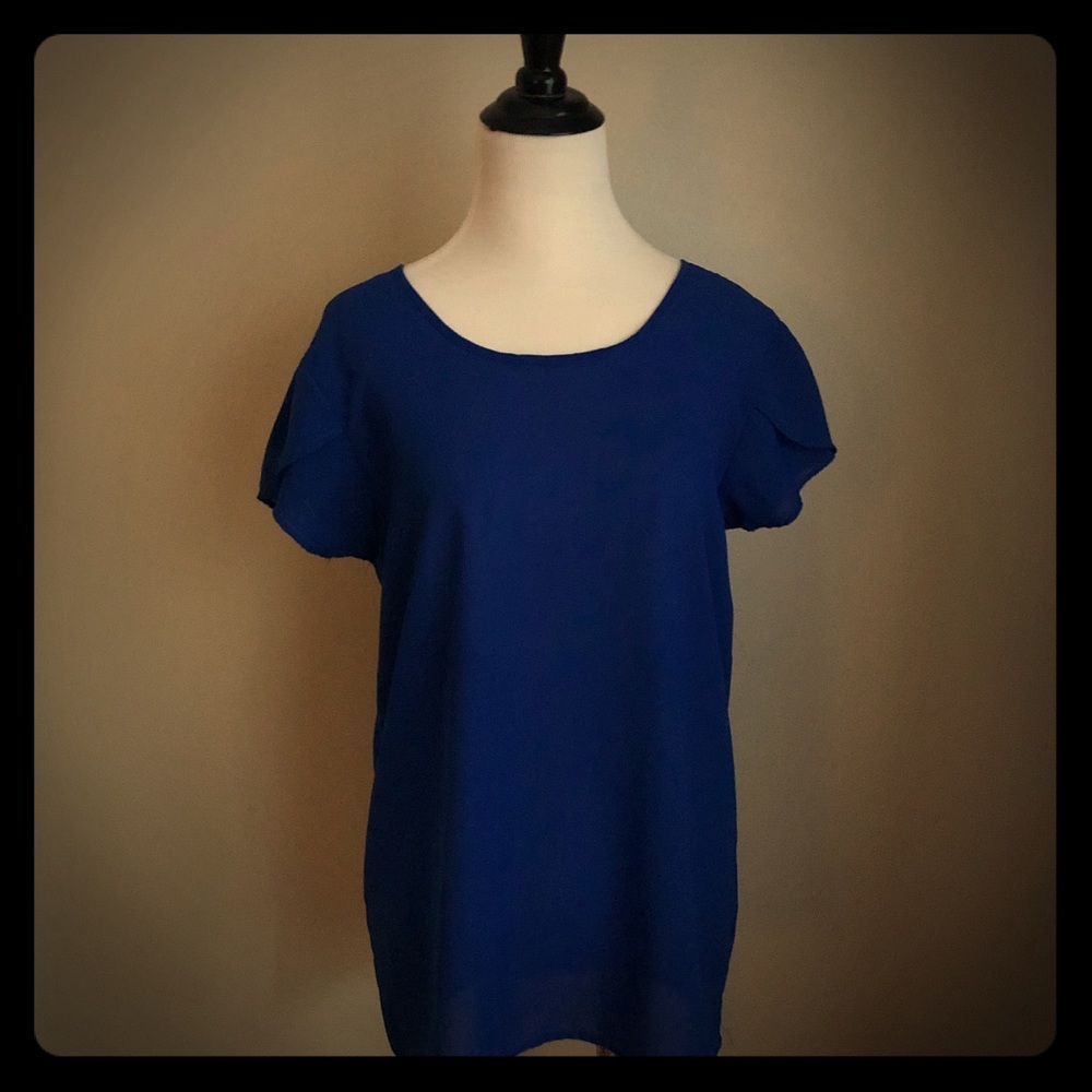 Short sleeve royal blue blouse